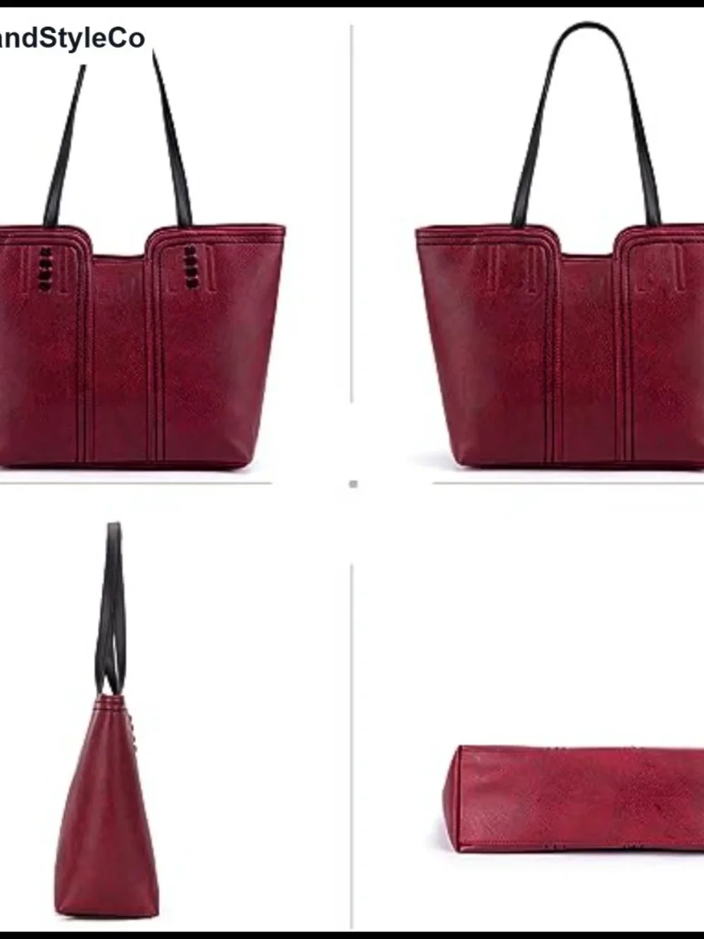 Vegan Leather Satchel Tote Bag with Handles Shoulder Purse